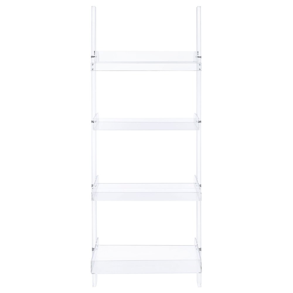 Amaturo 72-inch 4-shelf Acrylic Ladder Bookshelf Clear
