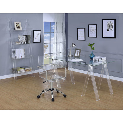 Amaturo 72-inch 4-shelf Acrylic Ladder Bookshelf Clear