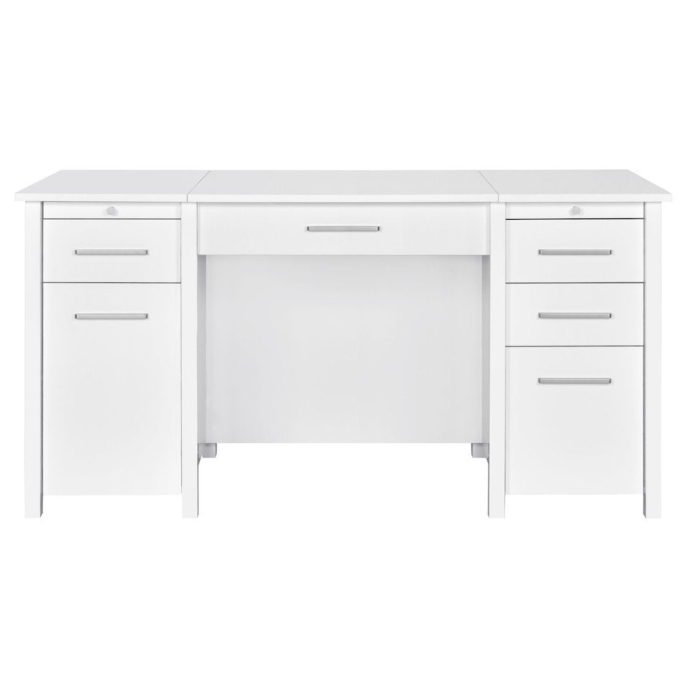 Dylan 60-inch 4-drawer Lift Top Office Desk White High Gloss
