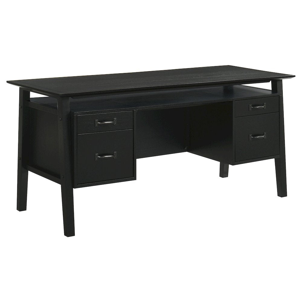 Goodson 64-inch 4-Drawer Double Pedestal Computer Desk Black