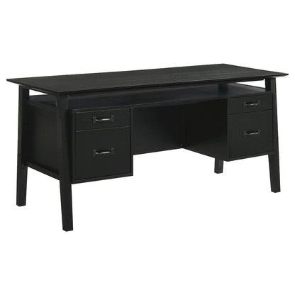 Goodson 64-inch 4-Drawer Double Pedestal Computer Desk Black