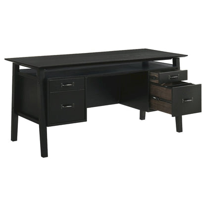 Goodson 64-inch 4-Drawer Double Pedestal Computer Desk Black