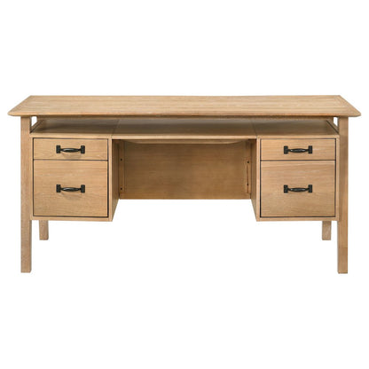 Goodson 64-inch 4-Drawer Double Pedestal Computer Desk Distressed Light Brown