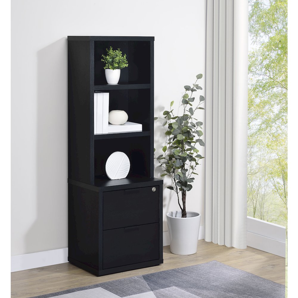 Westpark 3-shelf Bookcase USB and Lockable Drawer Black