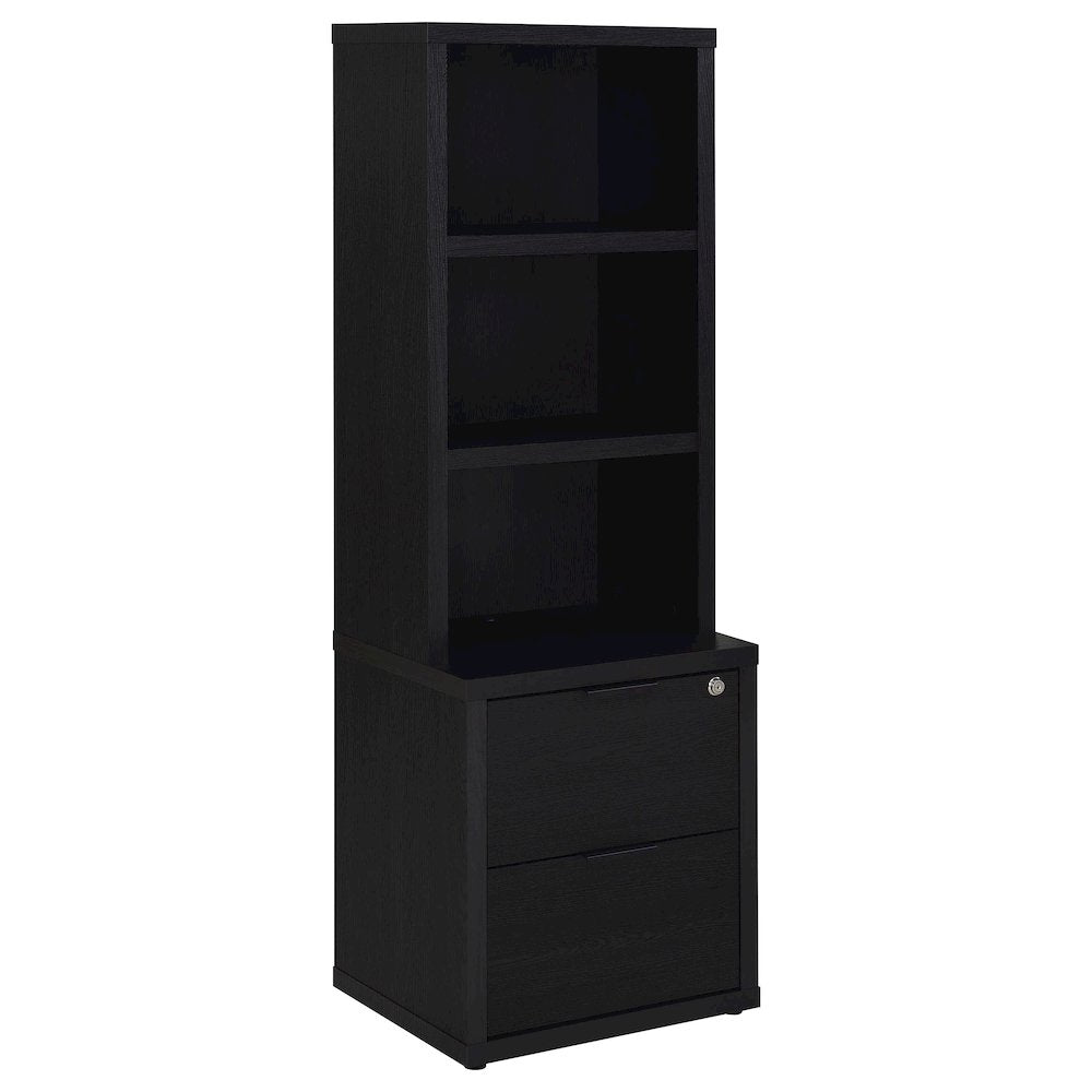 Westpark 3-shelf Bookcase USB and Lockable Drawer Black
