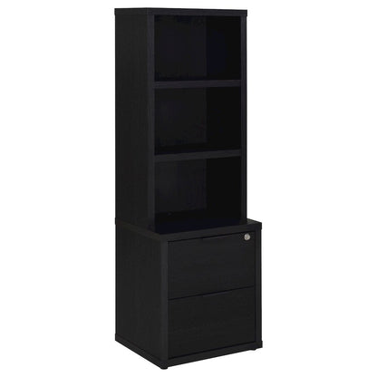 Westpark 3-shelf Bookcase USB and Lockable Drawer Black