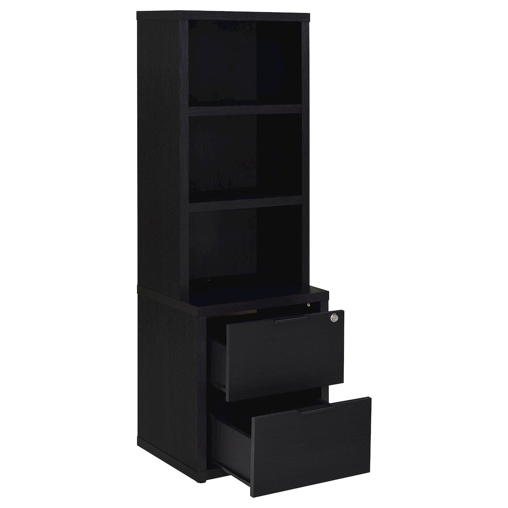 Westpark 3-shelf Bookcase USB and Lockable Drawer Black