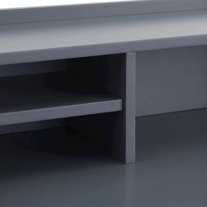 Mid-Century Modern Writing and Computer Desk with 4-Compartment Shelves, Grey