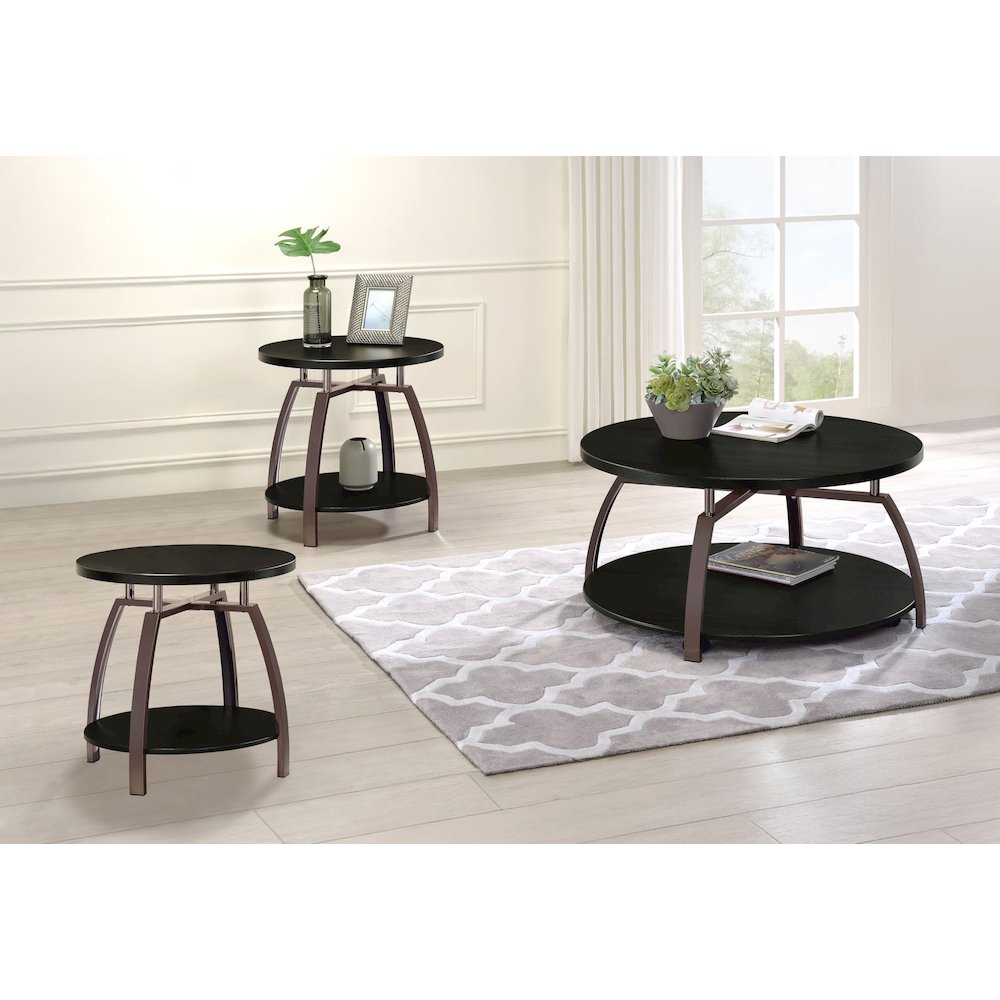 Dacre 3-piece Round Coffee and End Table Set Dark Charcoal