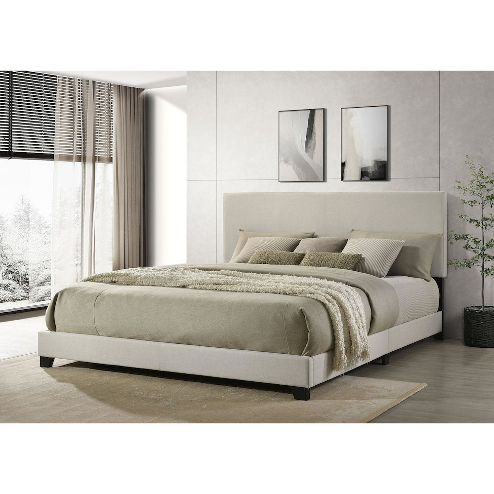 Dorian Fabric Upholstered California King Panel Bed Cream
