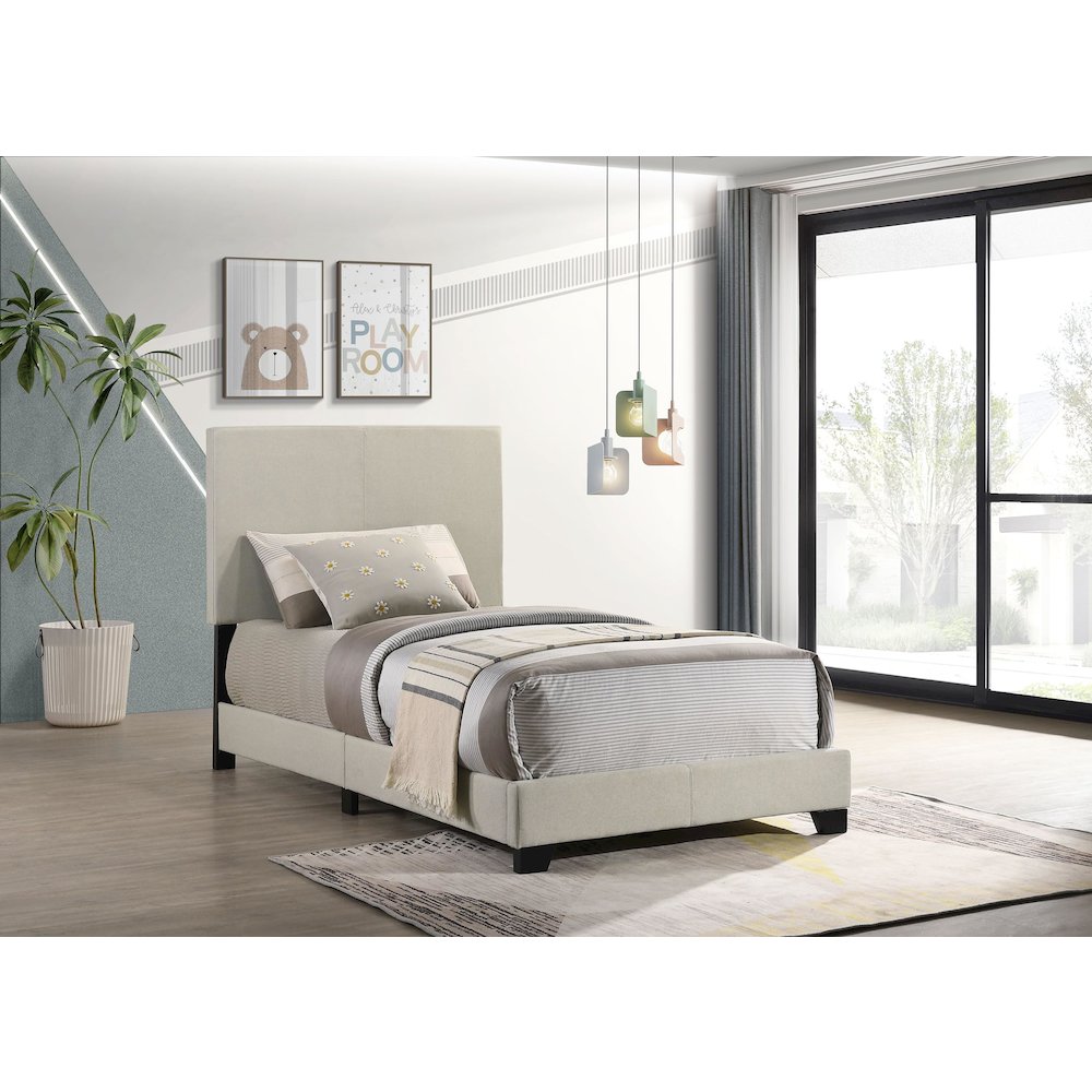 Dorian Fabric Upholstered Twin Panel Bed Cream