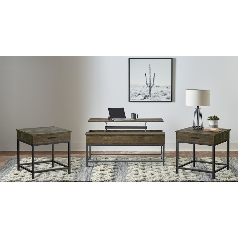 Byers 3-piece Lift Top Coffee and End Table Set Brown Oak