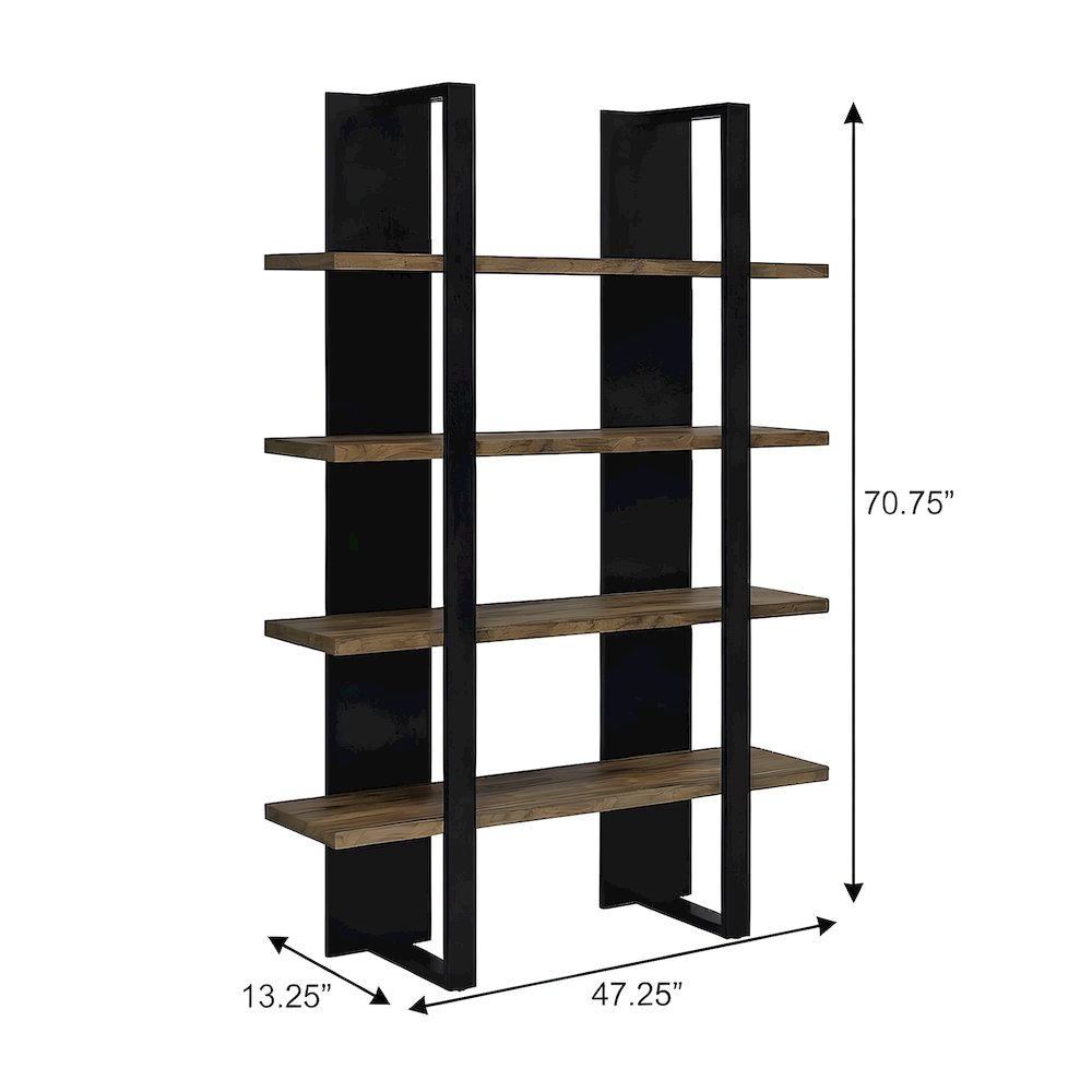 Engineered Wood Tall Wide Bookshelf with 4 Open Shelves, Black