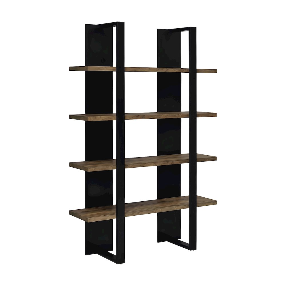 Engineered Wood Tall Wide Bookshelf with 4 Open Shelves, Black