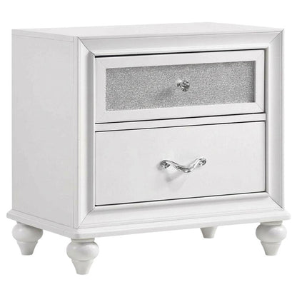 White Modern Nightstand with Chrome Finish, Sleek Design and Durable Build
