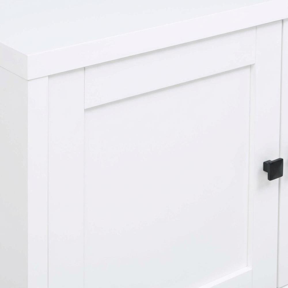 White 4-Door TV Stand with Engineered Wood and Modern Design