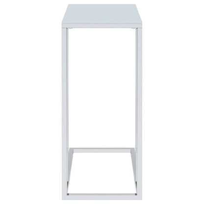 Stella Glass Top C-Shaped Sofa Side Table Chrome