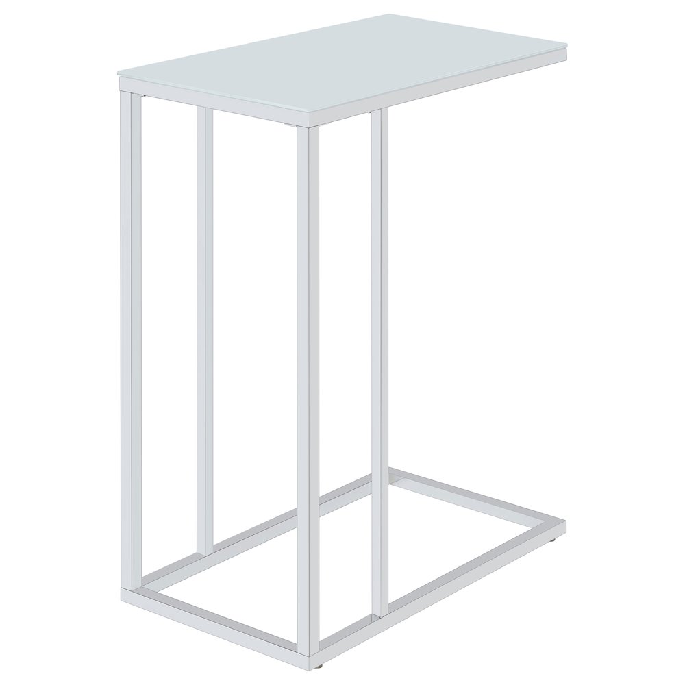 Stella Glass Top C-Shaped Sofa Side Table Chrome