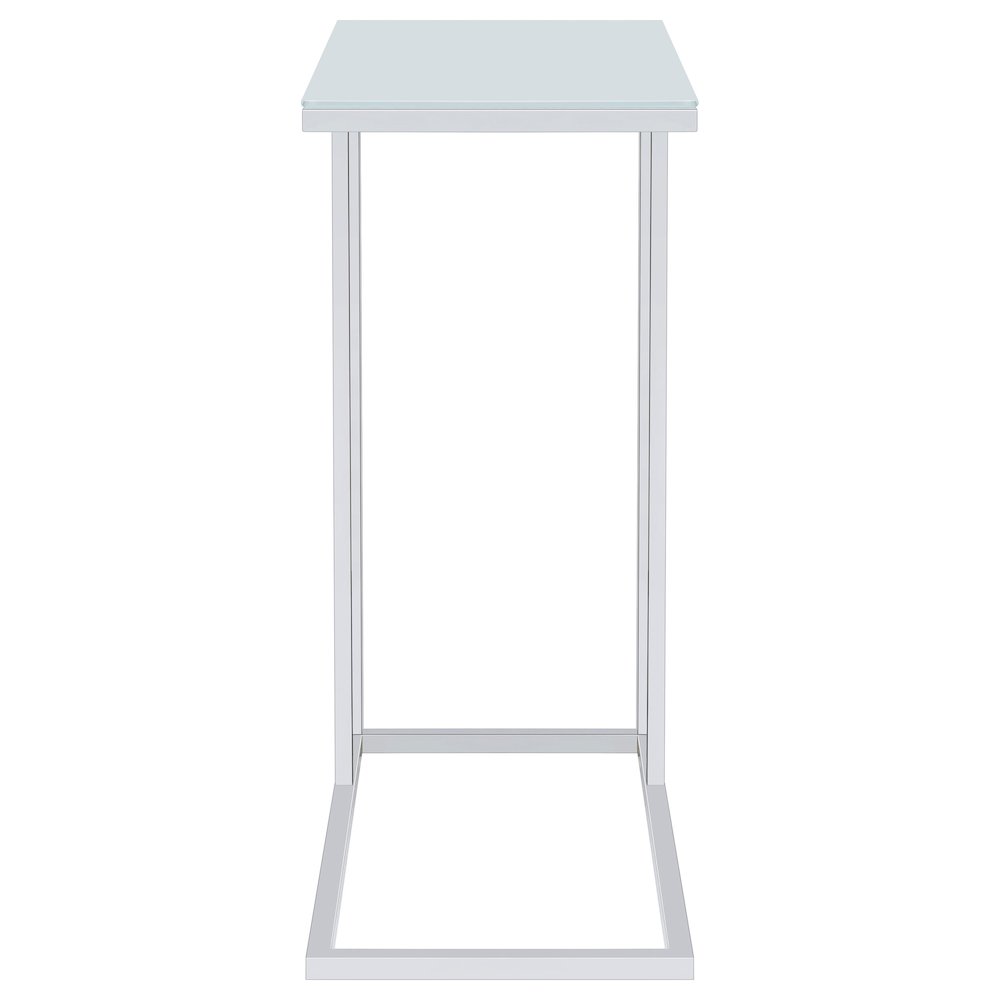 Stella Glass Top C-Shaped Sofa Side Table Chrome