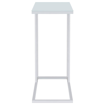 Stella Glass Top C-Shaped Sofa Side Table Chrome