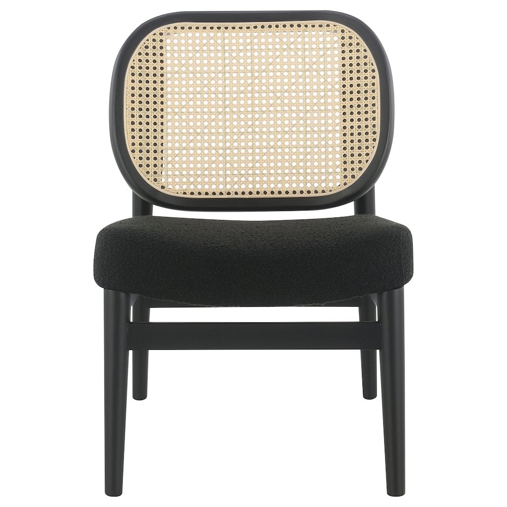 Rayo Rattan Cane Back Accent Chair with Padded Seat Black