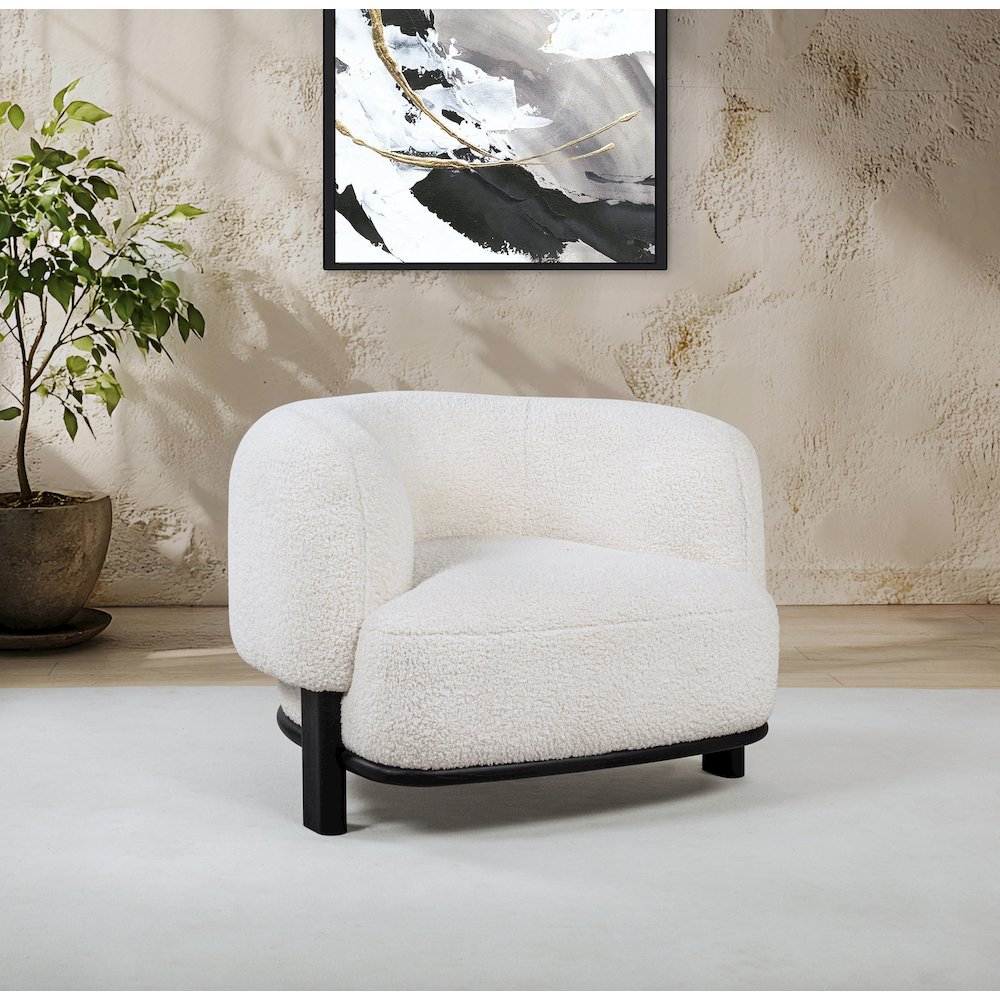 Lawler Upholstered Barrel Back Accent Chair Ivory and Black