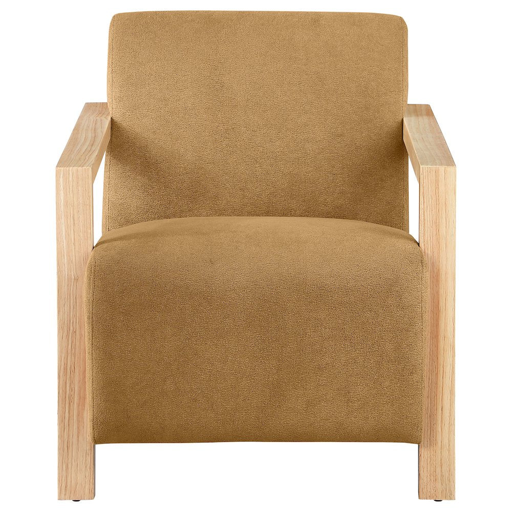 Diego Upholstered Accent Arm Chair with Wood Arms Honey
