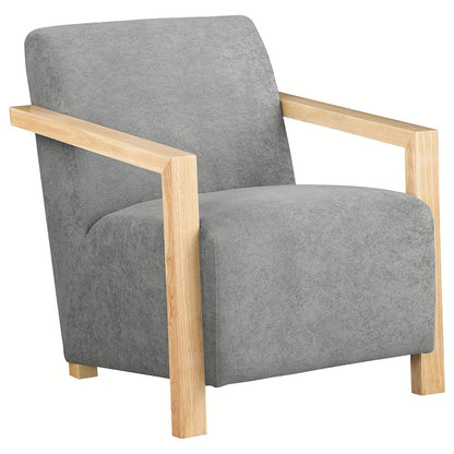 Diego Upholstered Accent Arm Chair with Wood Arms Grey
