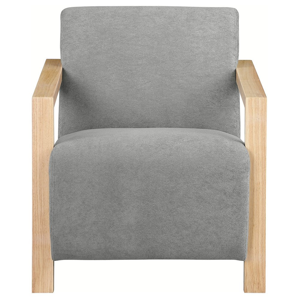 Diego Upholstered Accent Arm Chair with Wood Arms Grey