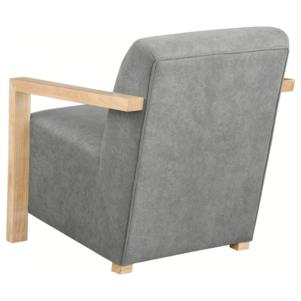 Diego Upholstered Accent Arm Chair with Wood Arms Grey