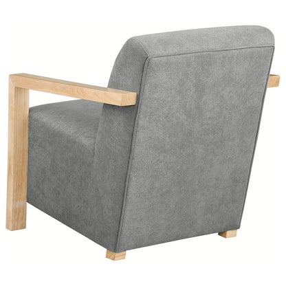 Diego Upholstered Accent Arm Chair with Wood Arms Grey