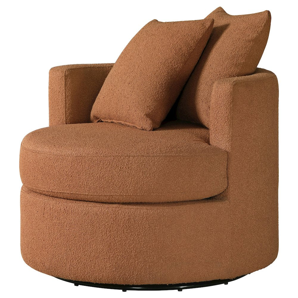 Debbie Upholstered Swivel Accent Chair Burnt Orange