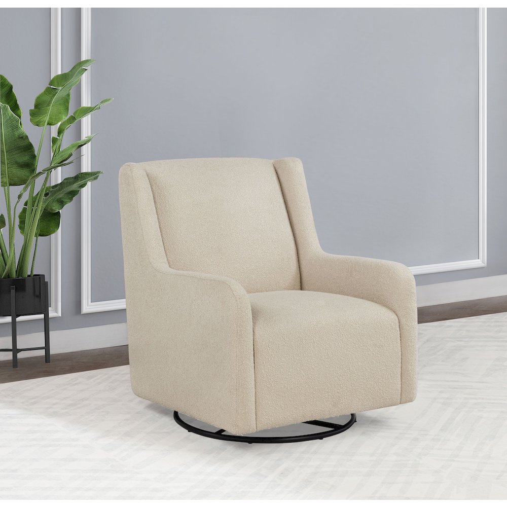 Serra Boucle Upholstered Swivel Glider Recliner Sandy Beige