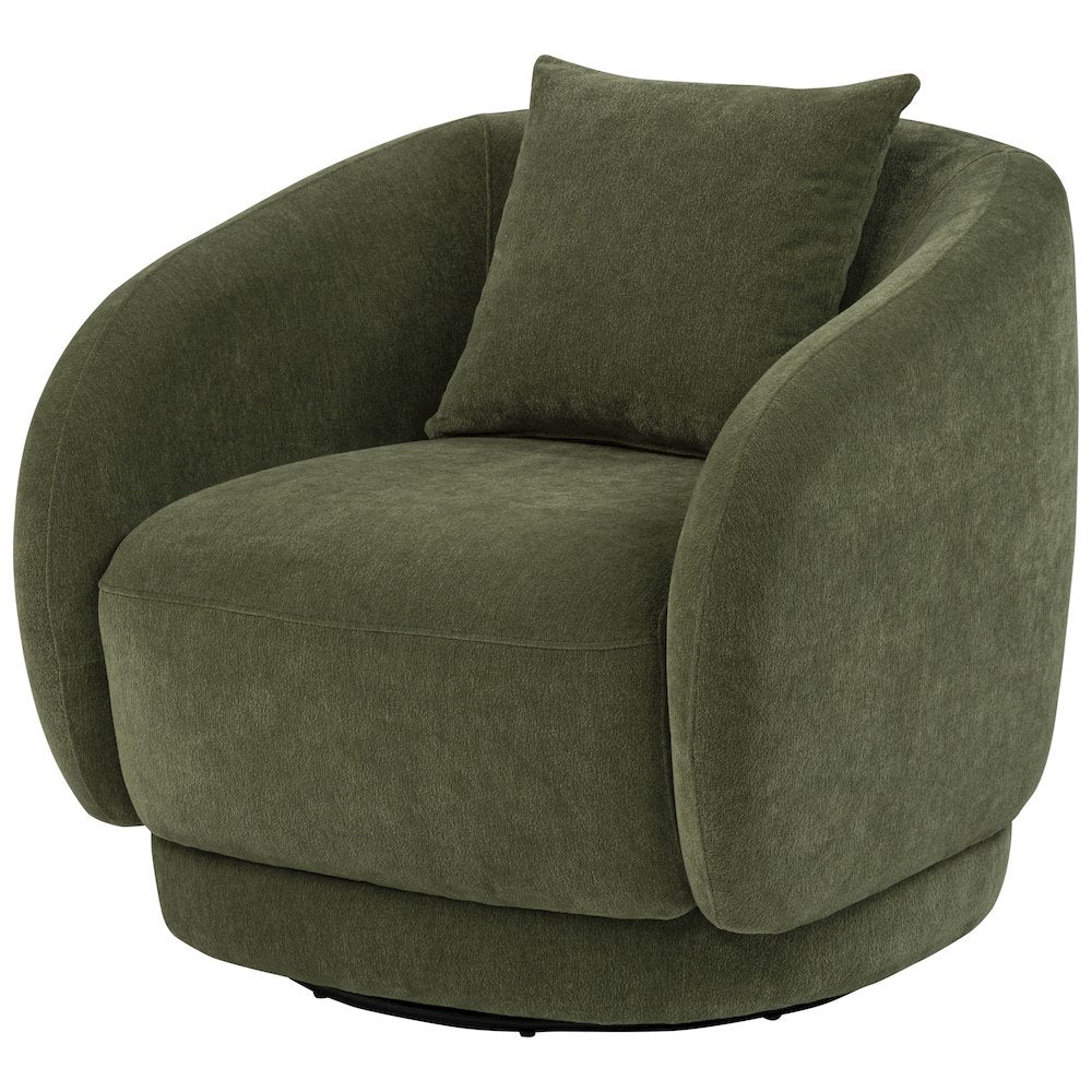Arnaud Chenille Upholstered Swivel Accent Chair Green