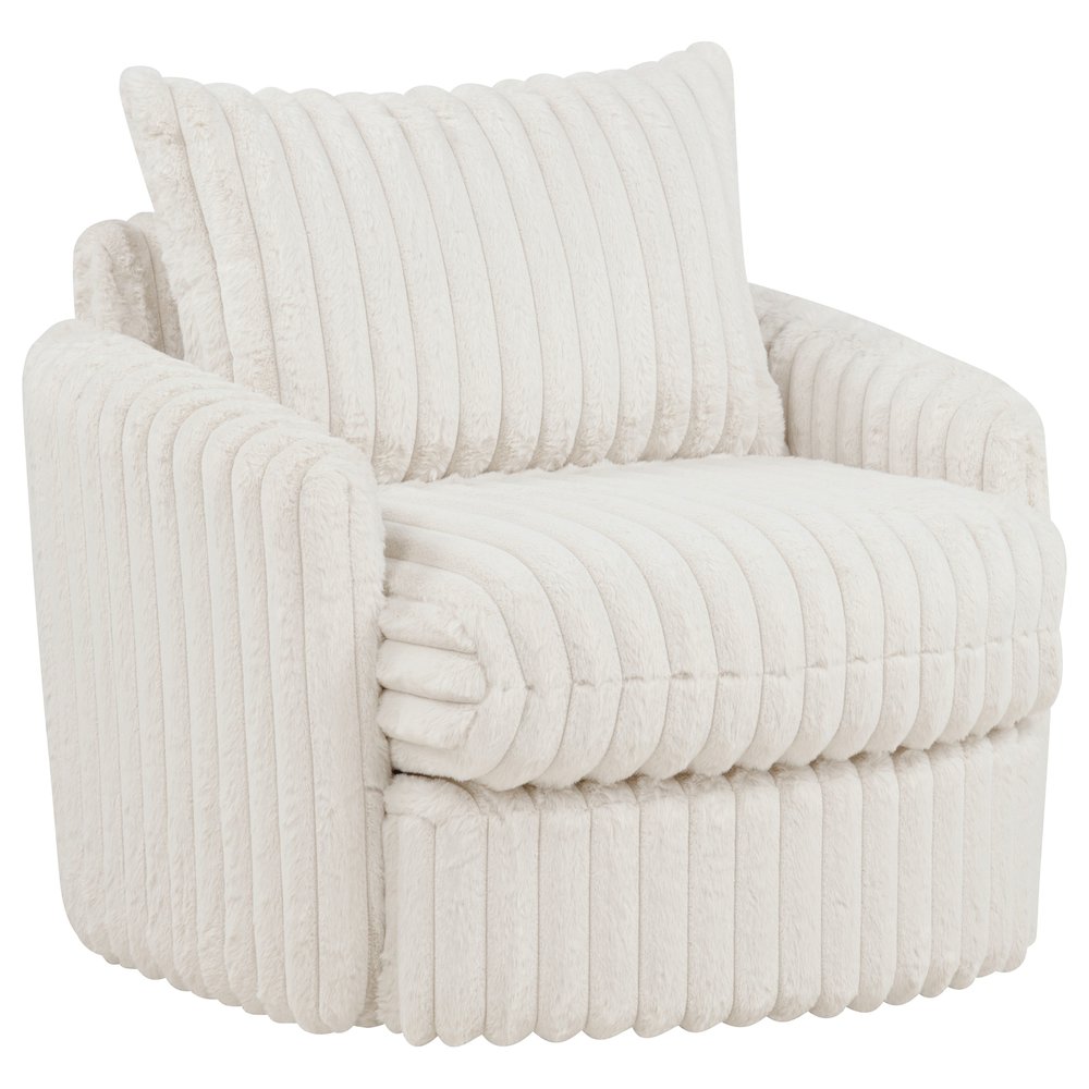 Sarco Corduroy Upholstered Swivel Accent Arm Chair Ivory