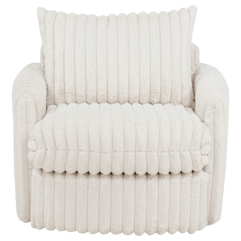 Sarco Corduroy Upholstered Swivel Accent Arm Chair Ivory