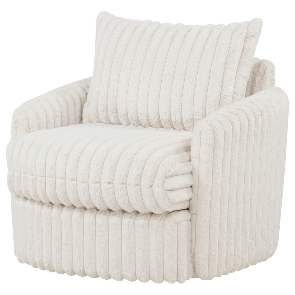 Sarco Corduroy Upholstered Swivel Accent Arm Chair Ivory