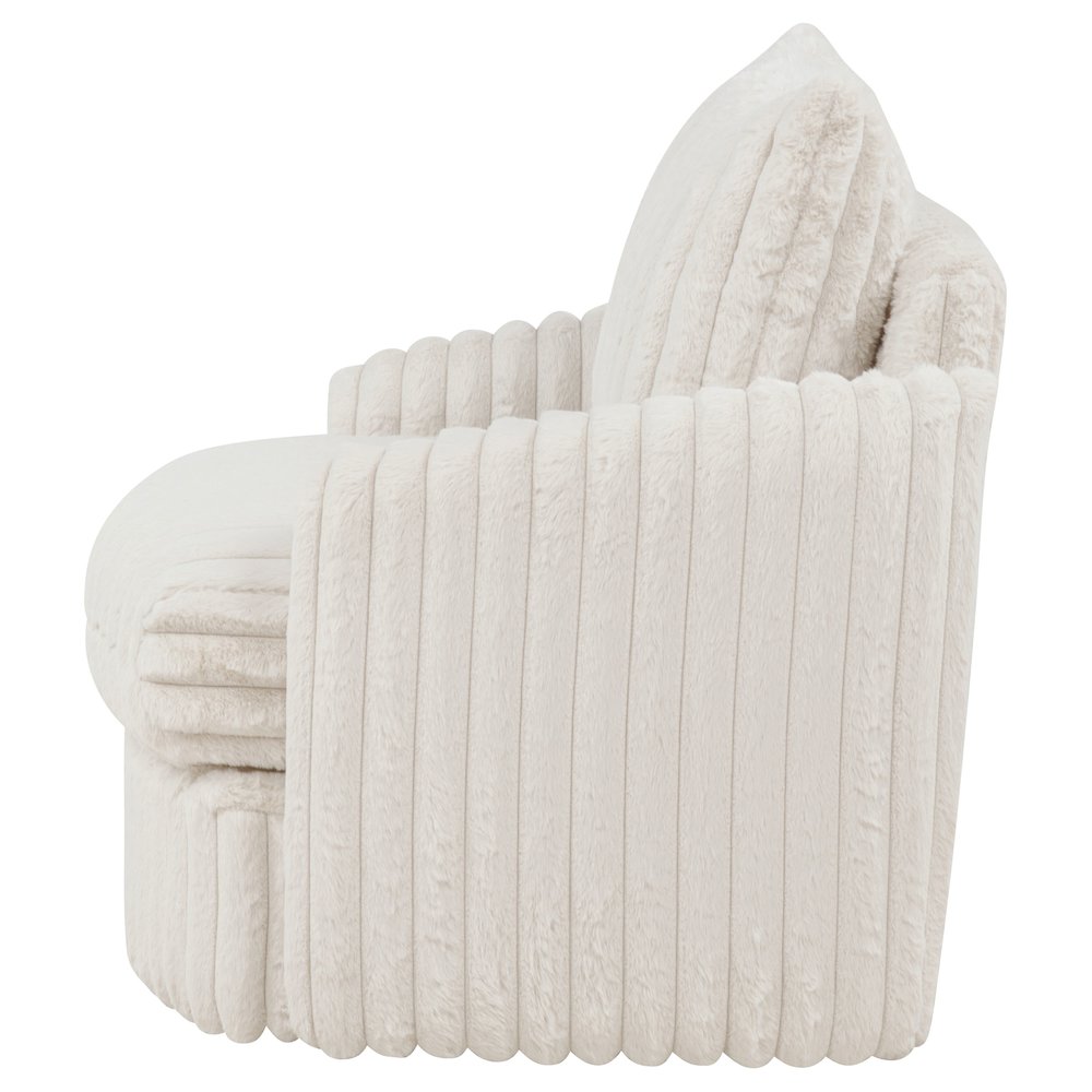 Sarco Corduroy Upholstered Swivel Accent Arm Chair Ivory