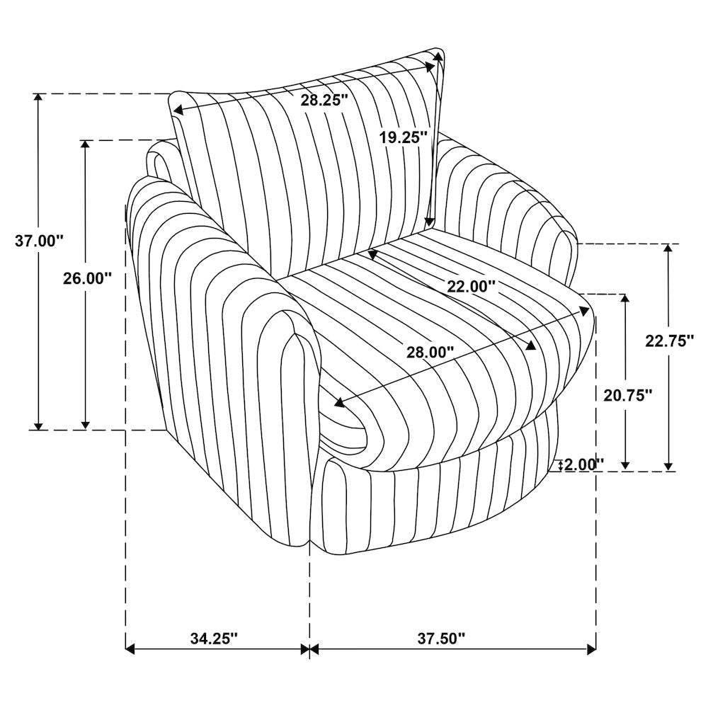 Sarco Corduroy Upholstered Swivel Accent Arm Chair Ivory