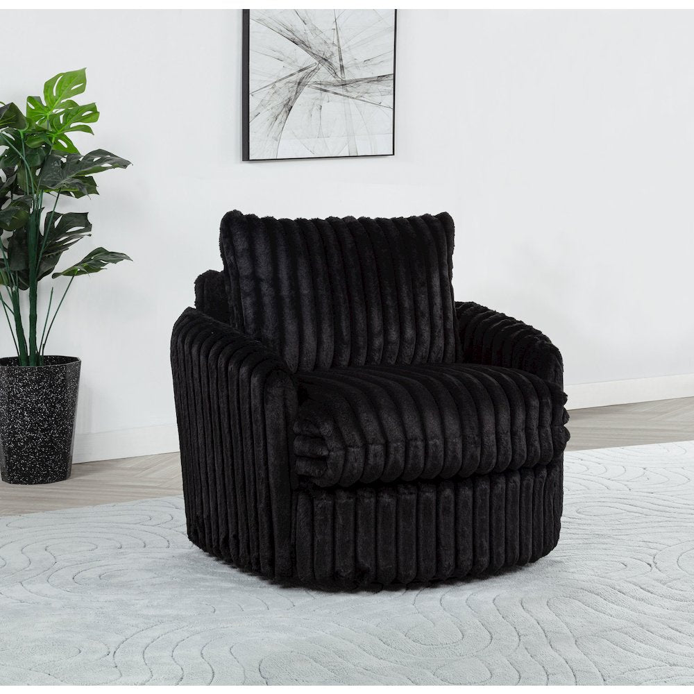 Sarco Corduroy Upholstered Swivel Accent Arm Chair Black