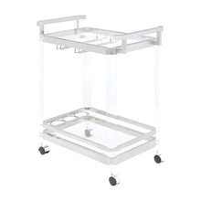 Acrylic Bar Cart with Chrome Frame and Rolling Glass Shelves with Storage, Clear