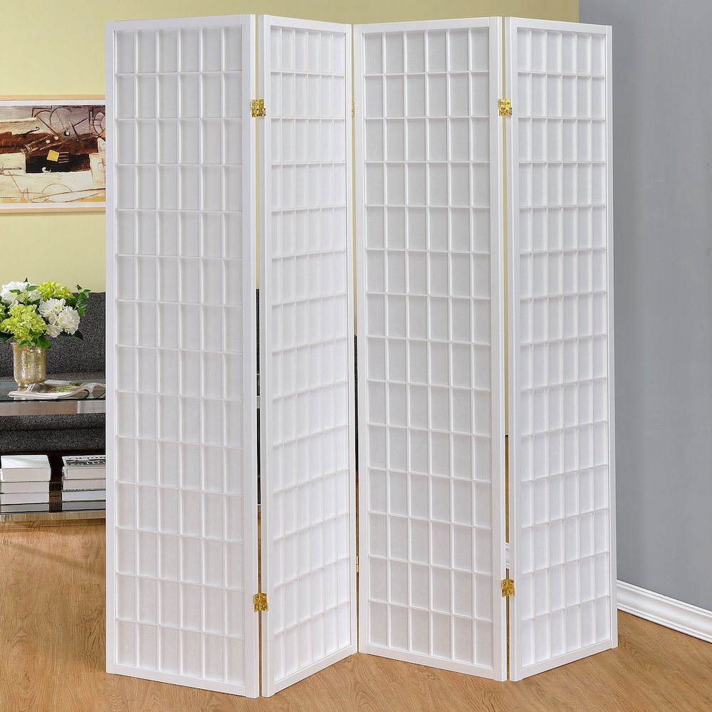 Roberto 4-Panel Room Divider Folding Shoji Screen White