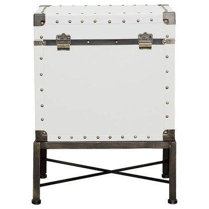 Nancy Upholstered Vintage Side Table Storage Trunk White