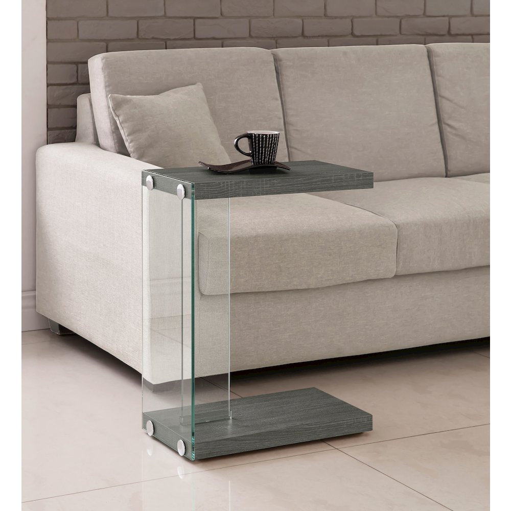 Colby Engineered Wood C-Shaped Side Table Weathered Grey