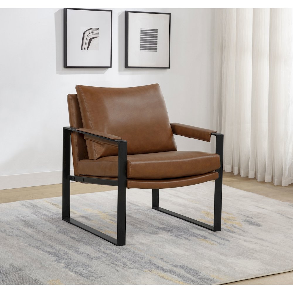 Rosalind Upholstered Track Arm Accent Chair Brown