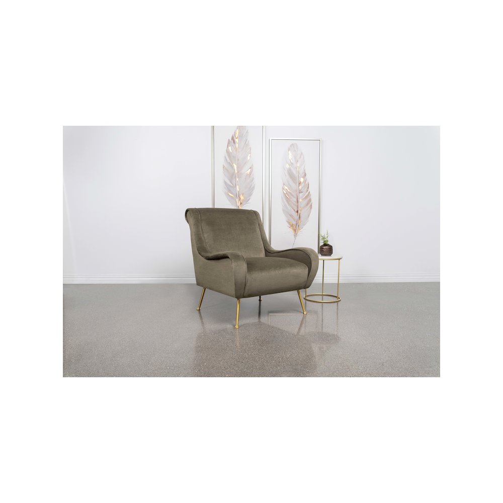 Ricci Upholstered Saddle Arm Accent Chair Truffle