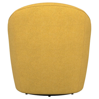 Leon Upholstered Barrel Accent Swivel Chair Mustard Yellow