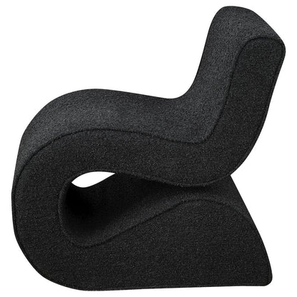 Ronea Boucle Upholstered Armless Curved Chair Charcoal