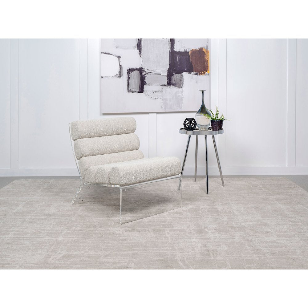 Serreta Boucle Upholstered Armless Acrylic Chair Ivory