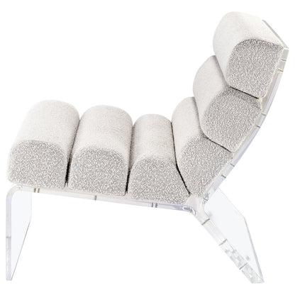 Serreta Boucle Upholstered Armless Acrylic Chair Ivory